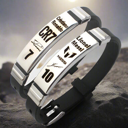 CR7 Messi Football Star Sport Stainless Steel Silicone Bracelet