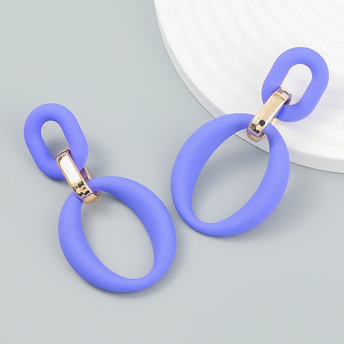 Fashion Simple Pure Color Haze Blue Stud Earrings