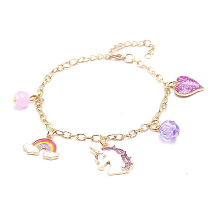 Purple Unicorn Children's Necklace Bracelet Set