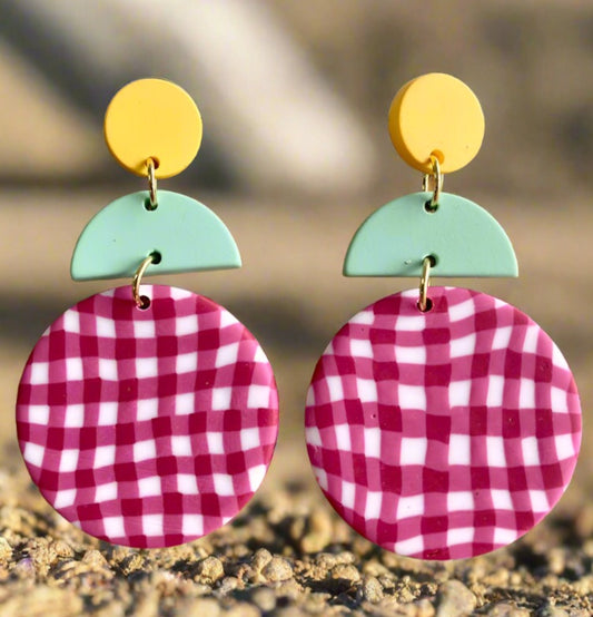 Handmade Soft Pottery Striped Polymer Clay Earrings