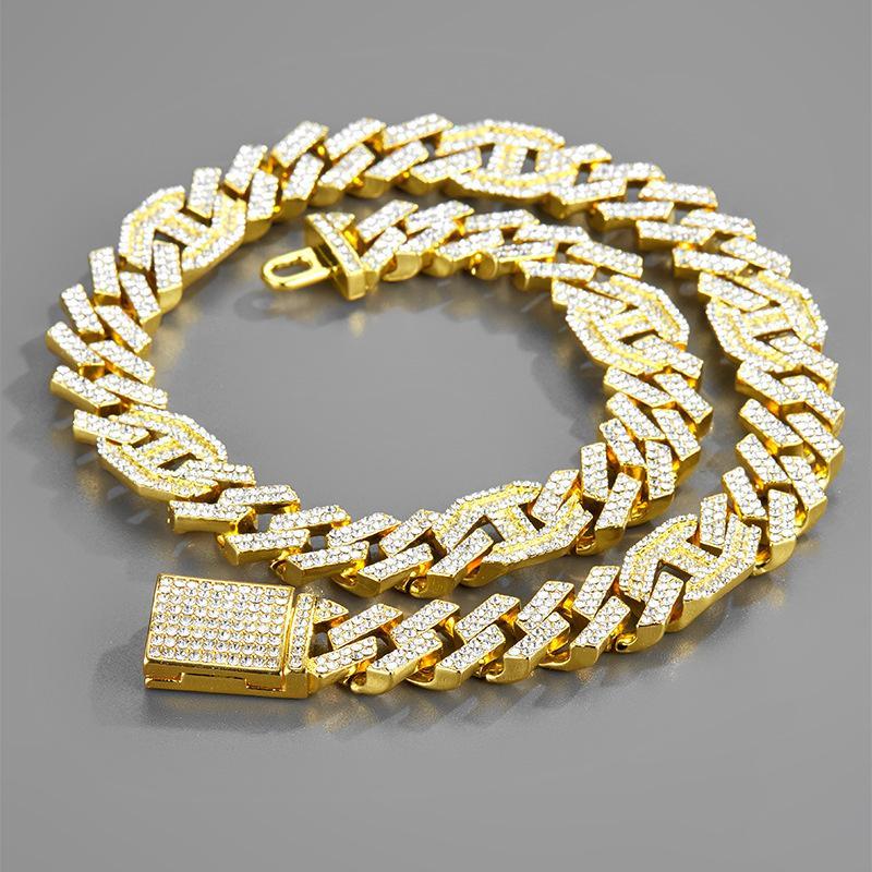 Hip-Hop Geometric Alloy Plating Inlay AAA Rhinestones Men's Necklace