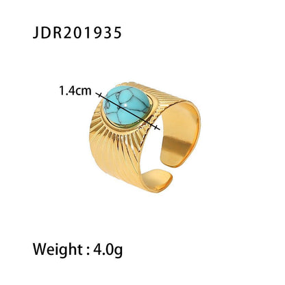 Retro Irregular Gems Do Not Fade Stainless Steel Open Ring