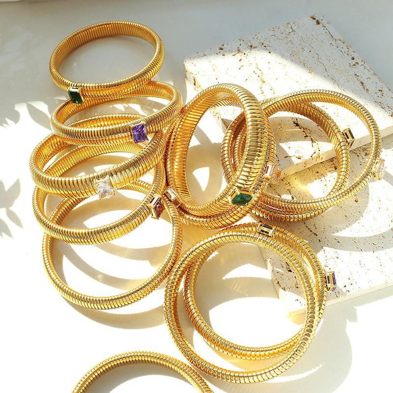 High Level 316L Stainless Steel Zircon Elastic Bracelet