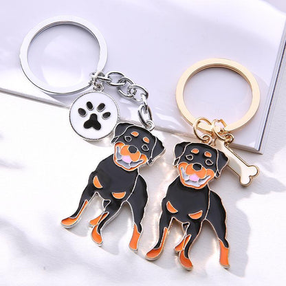 Pet Dog Painted Zinc Alloy Keychain